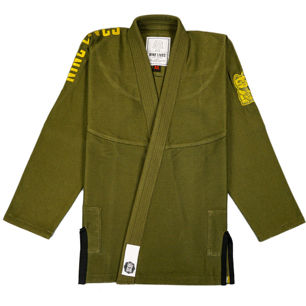 Classic - Army Green and Gold - Jiu Jitsu Gi - Nine Lives Jiu Jitsu